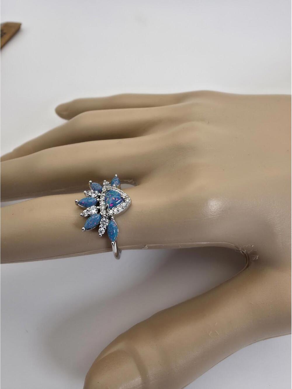 Ring Bomb Party Rbp6563 Now Let's Begin Emerald Fire Opal Size 7 Plated Silver - Picture 2 of 7